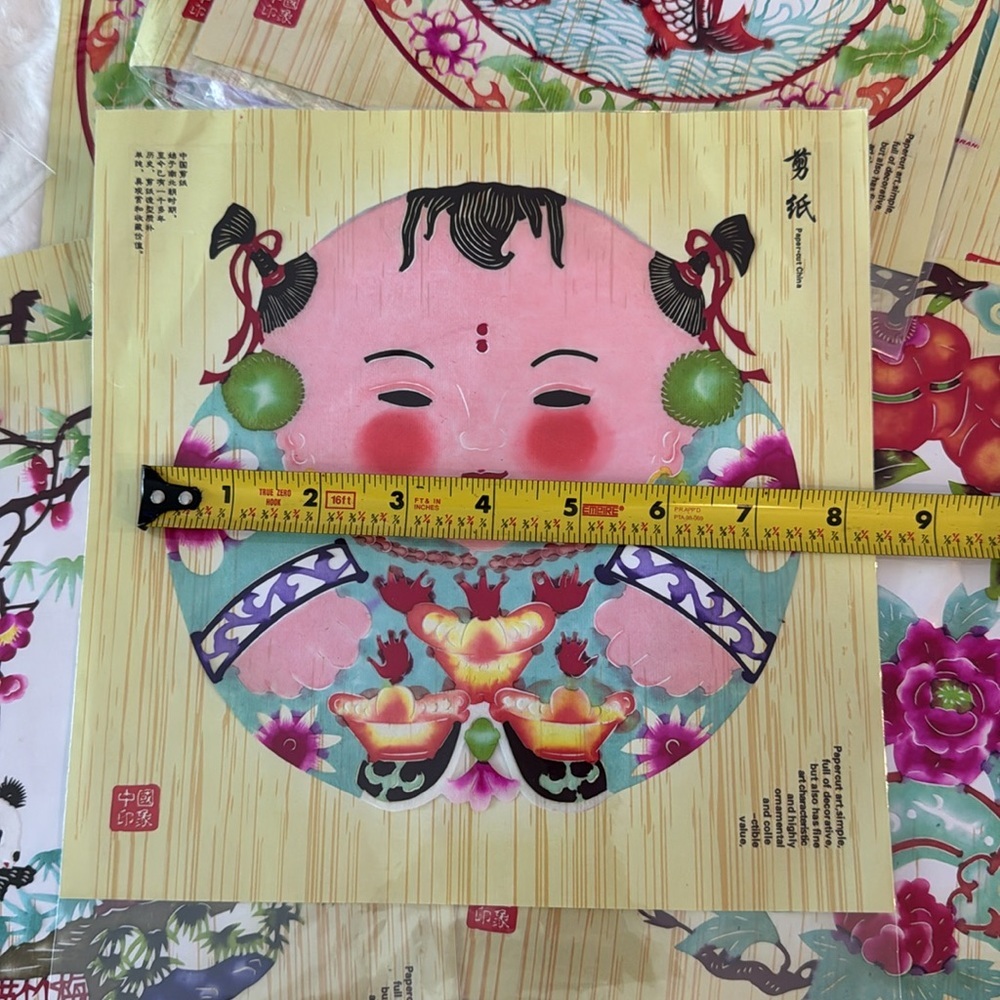 Chinese Paper Cuts Traditional Folk Art Decor, 18 Vibrant Pieces- sizes 8”-9” - Picture 10 of 13